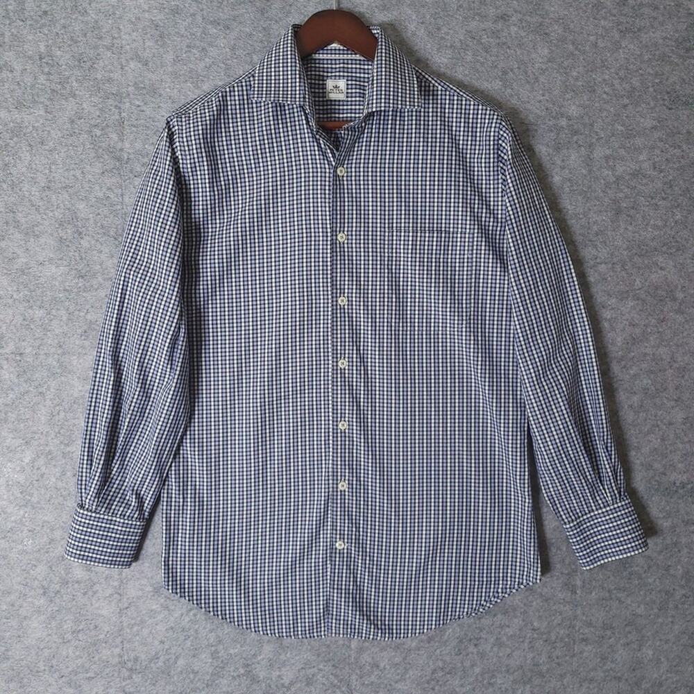 Peter Millar Check Dress Shirt Medium Blue Purple Preppy Business Casual - Picture 3 of 11